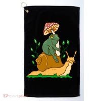Whimsical Frog Riding Snail With Mushroom Golf Towel thumb 0