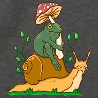 Whimsical Frog Riding Snail With Mushroom Vector Backpack thumb 2