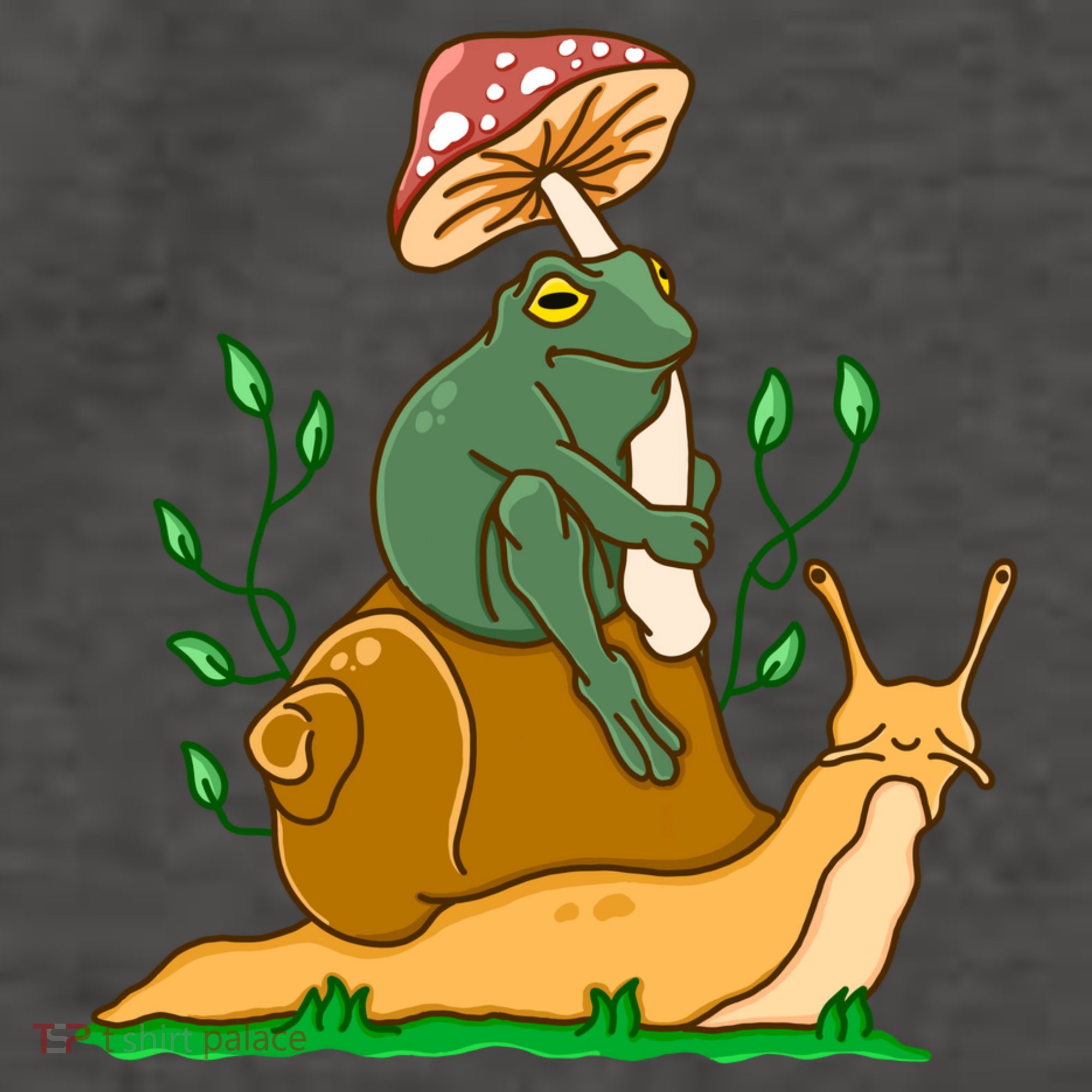 Whimsical Frog Riding Snail With Mushroom Vector Backpack