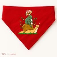 Whimsical Frog Riding Snail With Mushroom USA-Made Doggie Bandana thumb 0