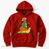 Whimsical Frog Riding Snail With Mushroom Hoodie thumb 0