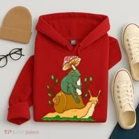 Whimsical Frog Riding Snail With Mushroom Hoodie thumb 4