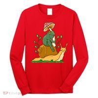 Whimsical Frog Riding Snail With Mushroom Long Sleeve Shirt thumb 0