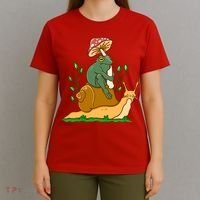 Whimsical Frog Riding Snail With Mushroom T-Shirt thumb 4