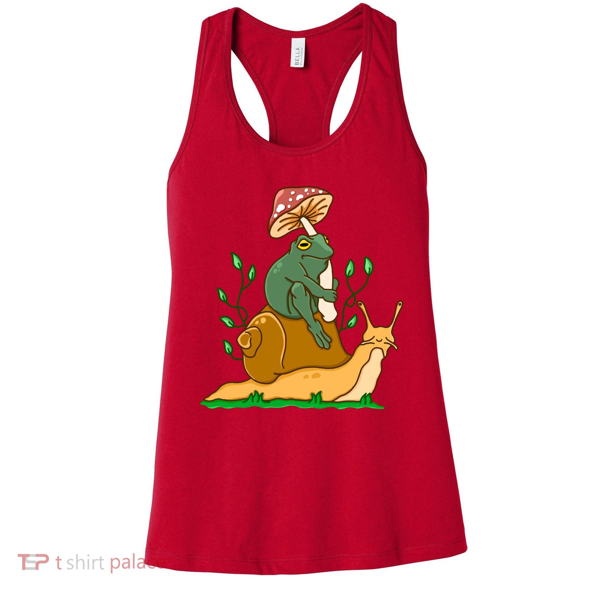 Whimsical Frog Riding Snail With Mushroom Women's Tank Top