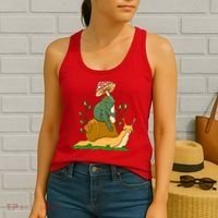 Whimsical Frog Riding Snail With Mushroom Women's Tank Top thumb 2