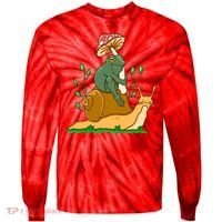 Whimsical Frog Riding Snail With Mushroom Tie-Dye Long Sleeve Shirt thumb 0