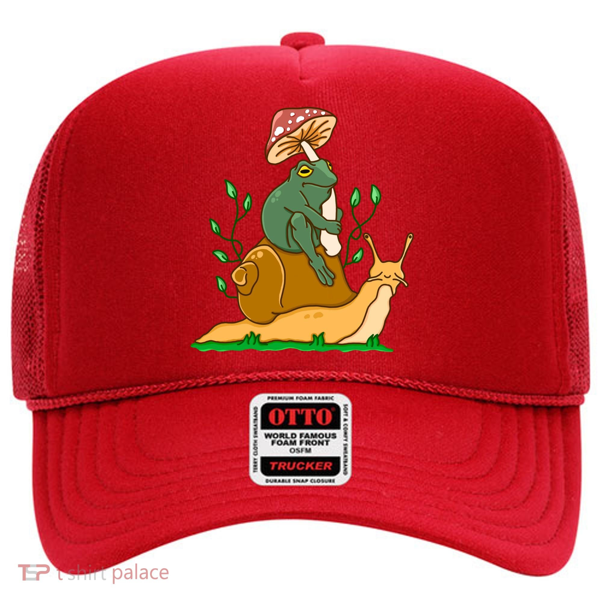 Whimsical Frog Riding Snail With Mushroom Hat