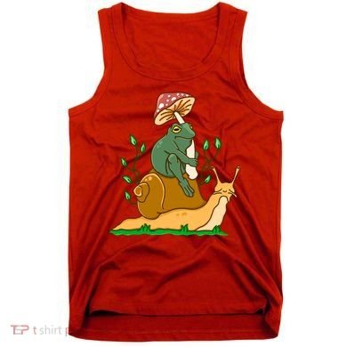 Whimsical Frog Riding Snail With Mushroom Tank Top