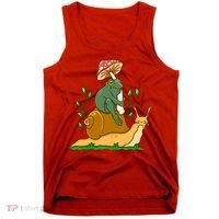 Whimsical Frog Riding Snail With Mushroom Tank Top thumb 0