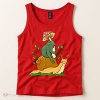 Whimsical Frog Riding Snail With Mushroom Tank Top thumb 2
