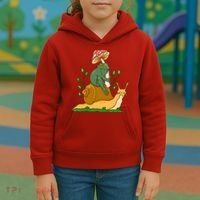Whimsical Frog Riding Snail With Mushroom Kids Hoodie thumb 3