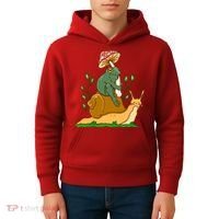 Whimsical Frog Riding Snail With Mushroom Kids Hoodie thumb 4