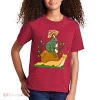 Whimsical Frog Riding Snail With Mushroom Kids T-Shirt thumb 2