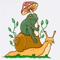 Whimsical Frog Riding Snail With Mushroom Comfort Colors Garment-Dyed Hooded Sweatshirt thumb 2