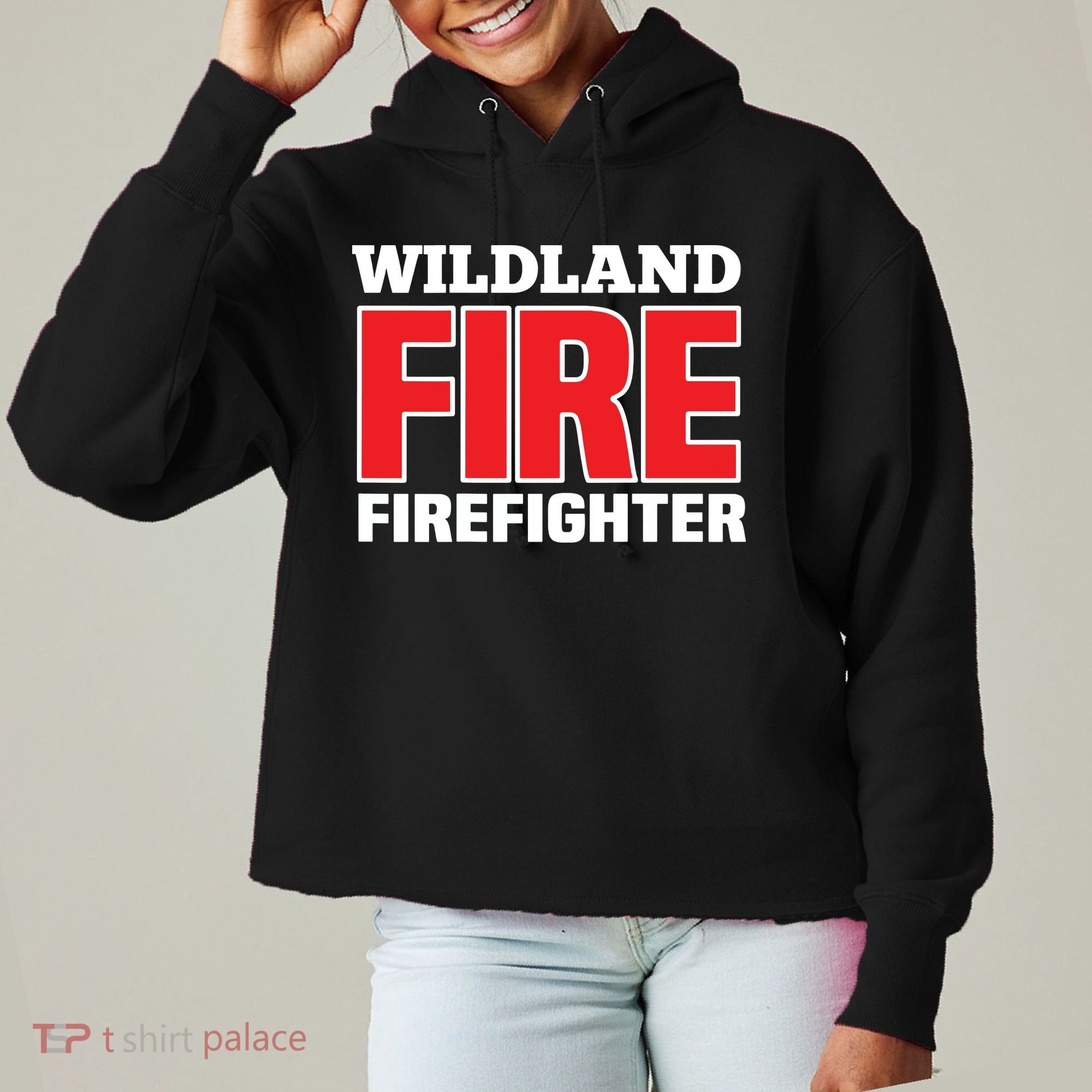 Wildland Fire Rescue Department Firefighters Firemen Uniform Ladies Heavyweight Boxy Pullover Hoodie