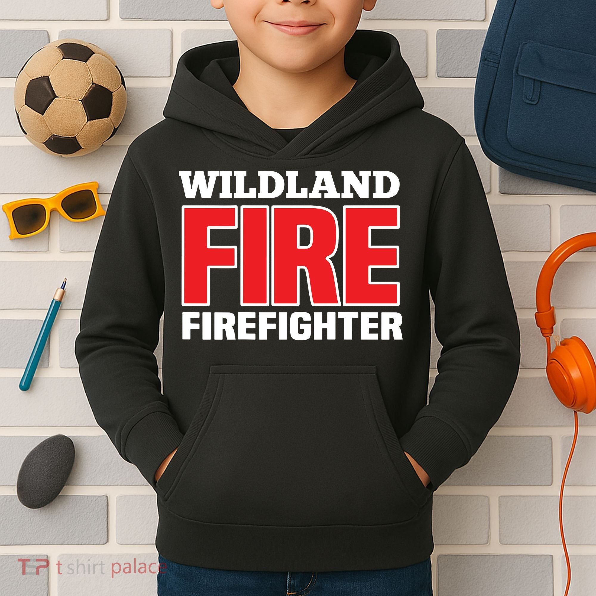 Wildland Fire Rescue Department Firefighters Firemen Uniform Kids Hoodie
