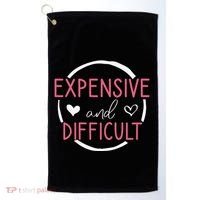 Wo Funny Saying Expensive and Difficult Cute Heart Golf Towel thumb 0