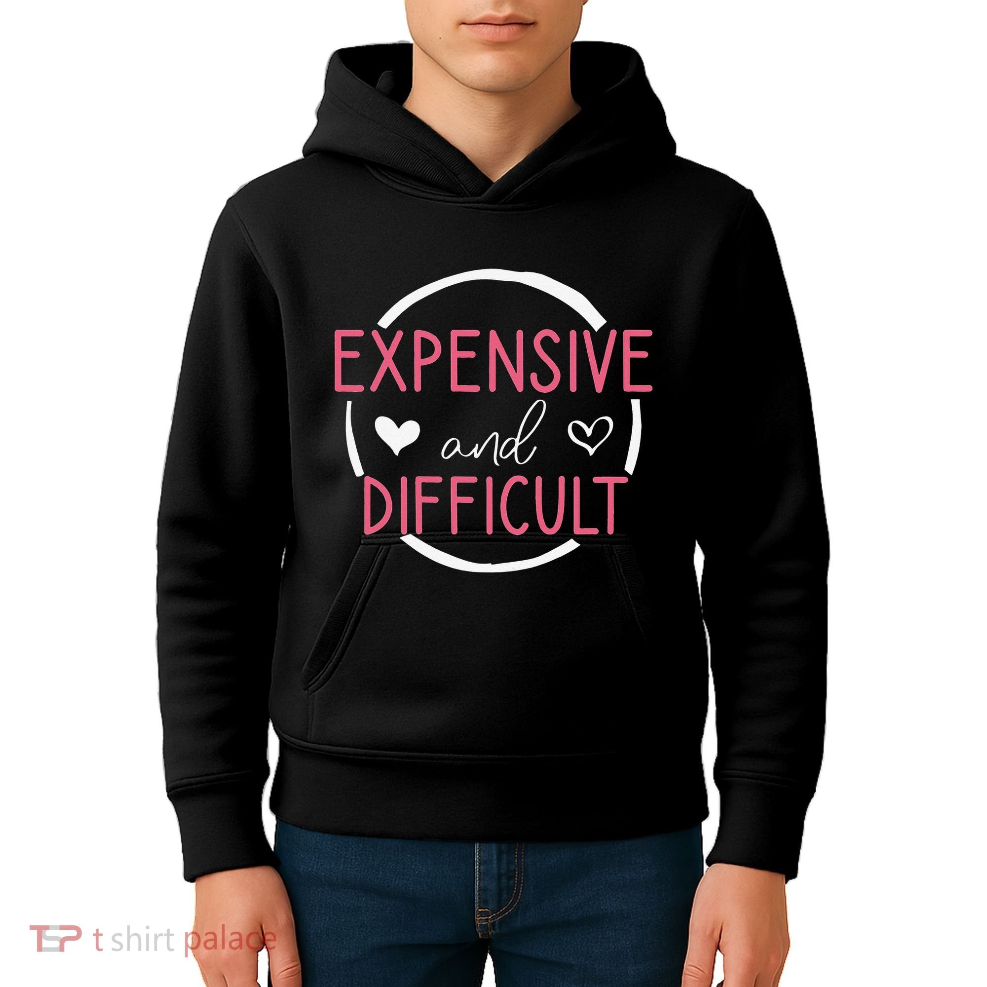 Wo Funny Saying Expensive and Difficult Cute Heart Kids Hoodie