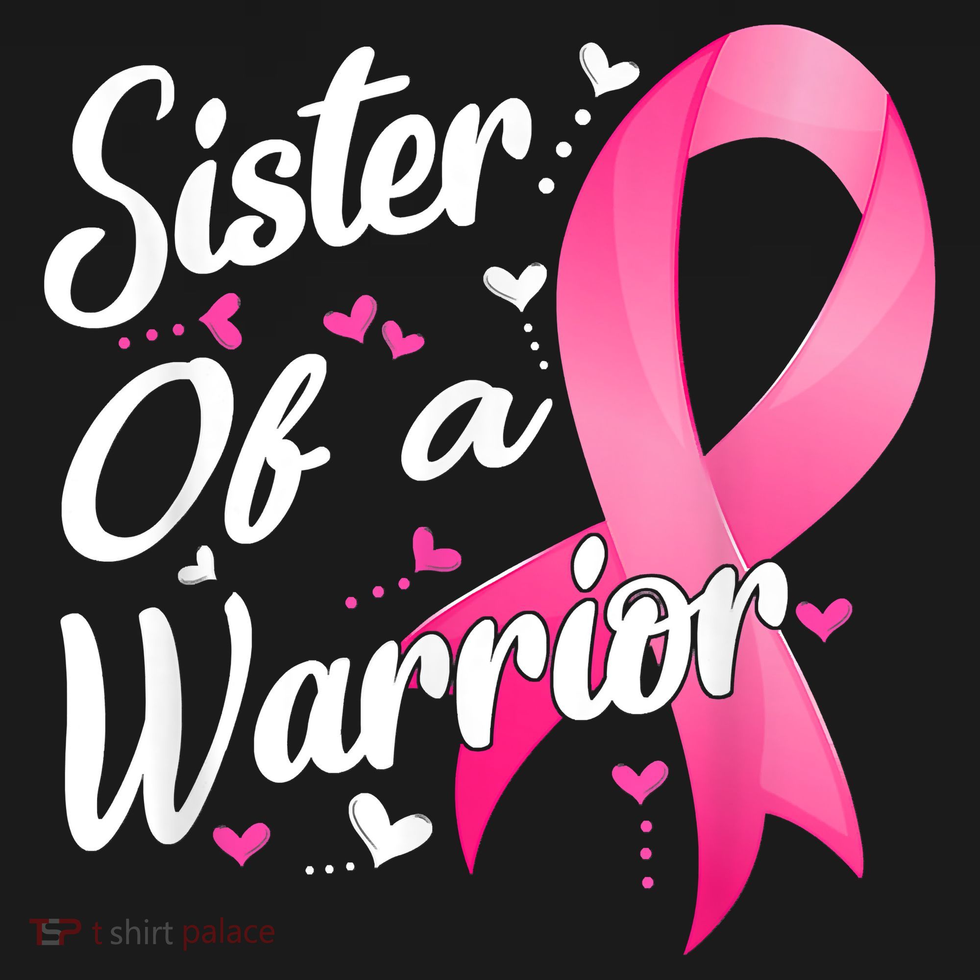 Womens Fighter Sister Of A Warrior Breast Cancer Fighting T-Shirt