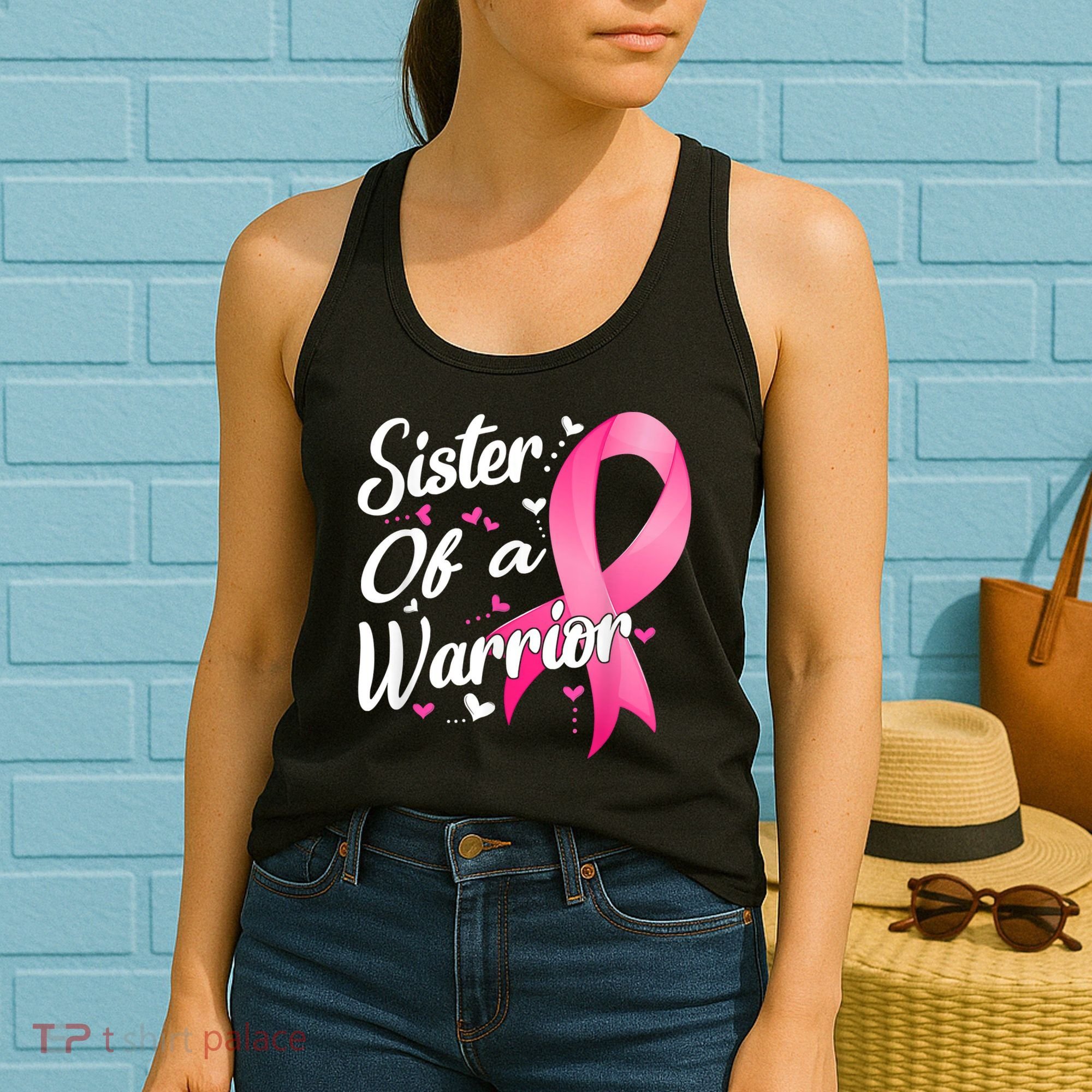 Womens Fighter Sister Of A Warrior Breast Cancer Fighting Women's Tank Top