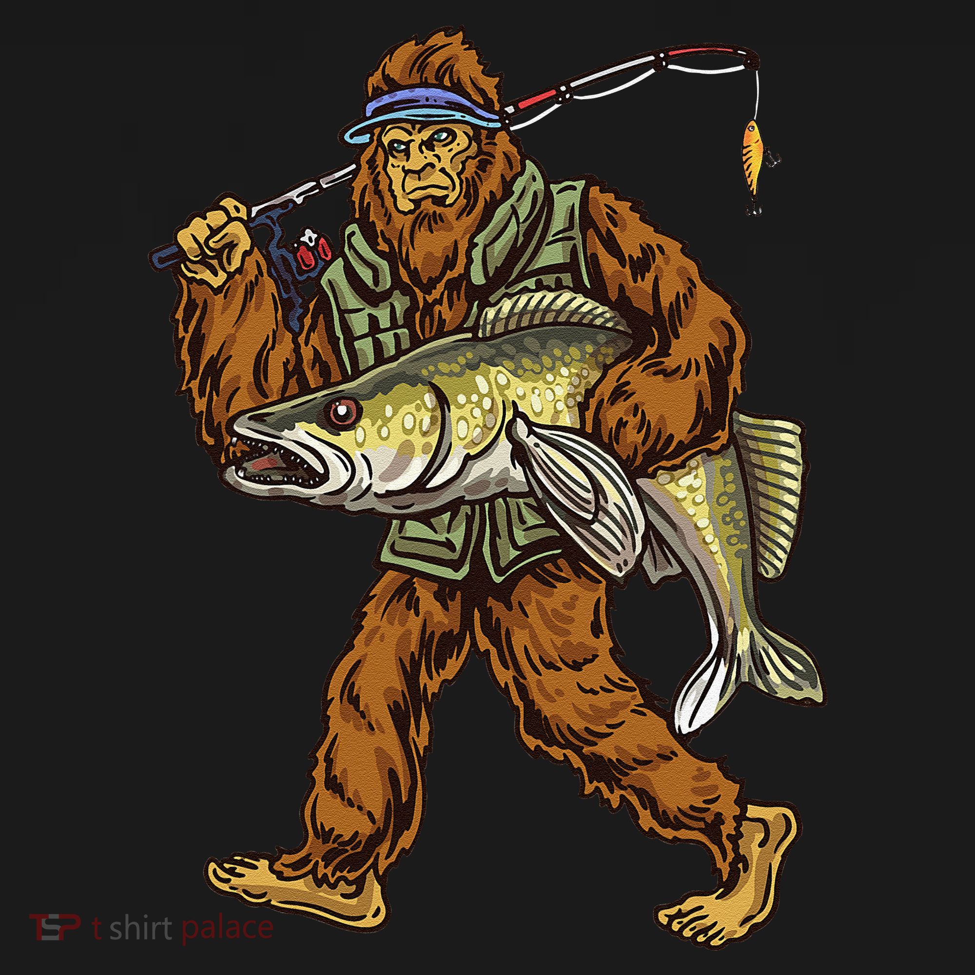 Walleye Fishing Sauger Hunting Bigfoot Fishermen T-Shirt