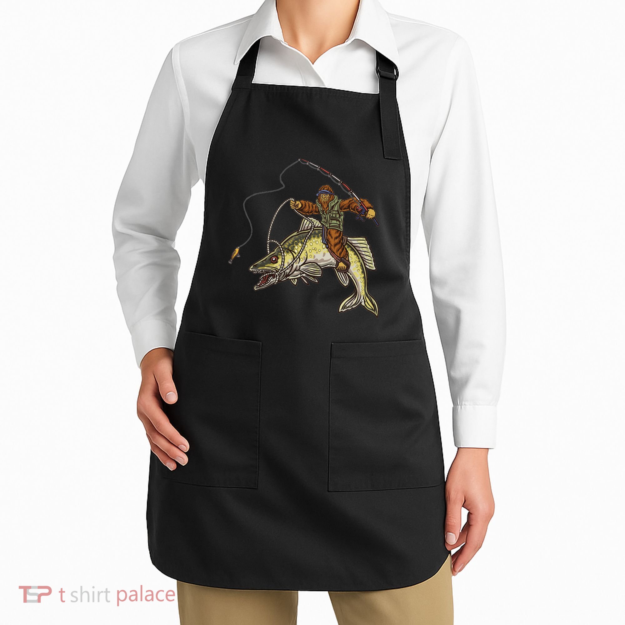 Walleye Fishing Sauger Hunting Bigfoot Fishermen Apron