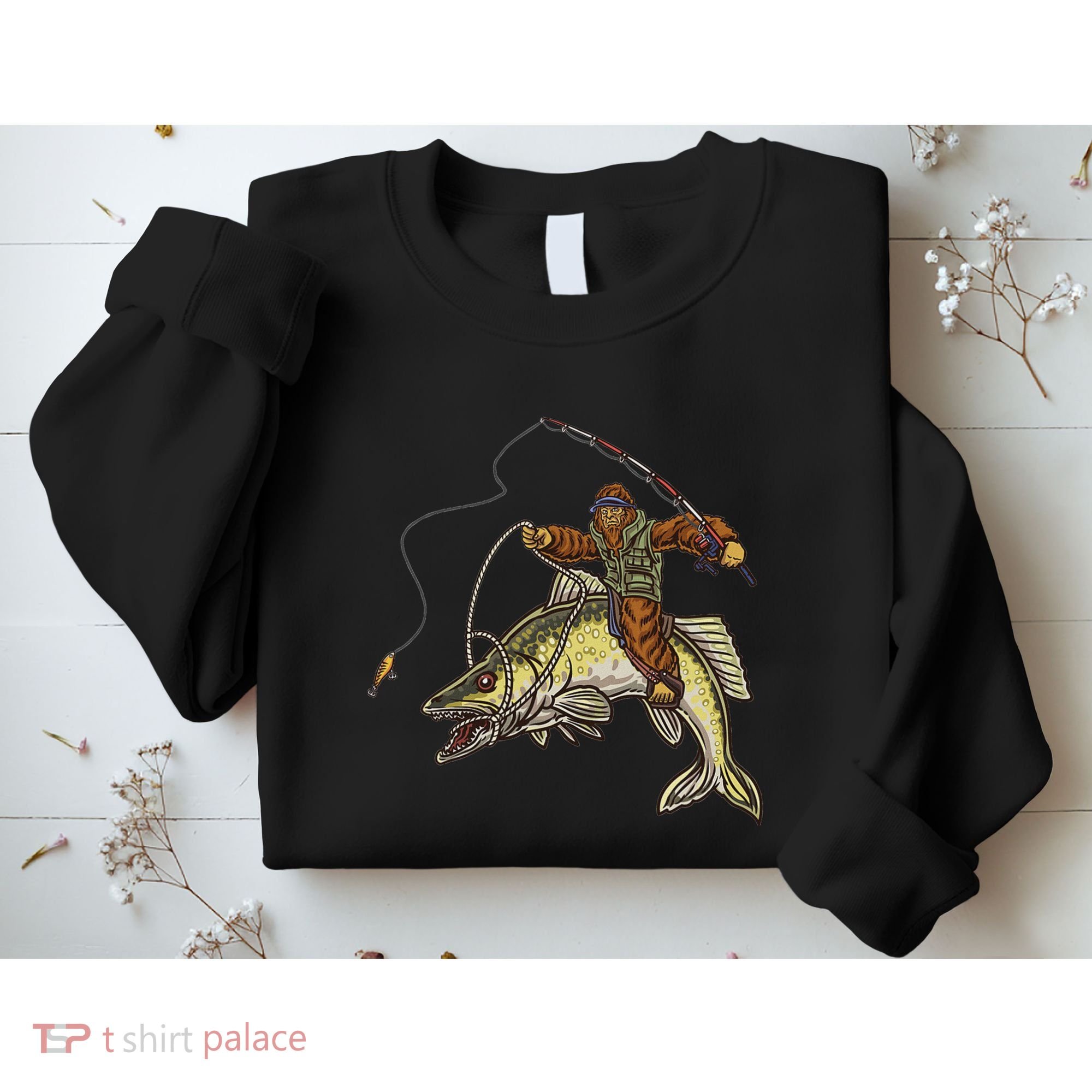 Walleye Fishing Sauger Hunting Bigfoot Fishermen Sweatshirt