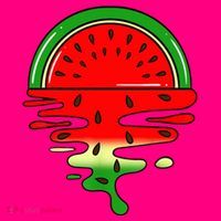 Watermelon Fruit Summer Sunset Button thumb 1