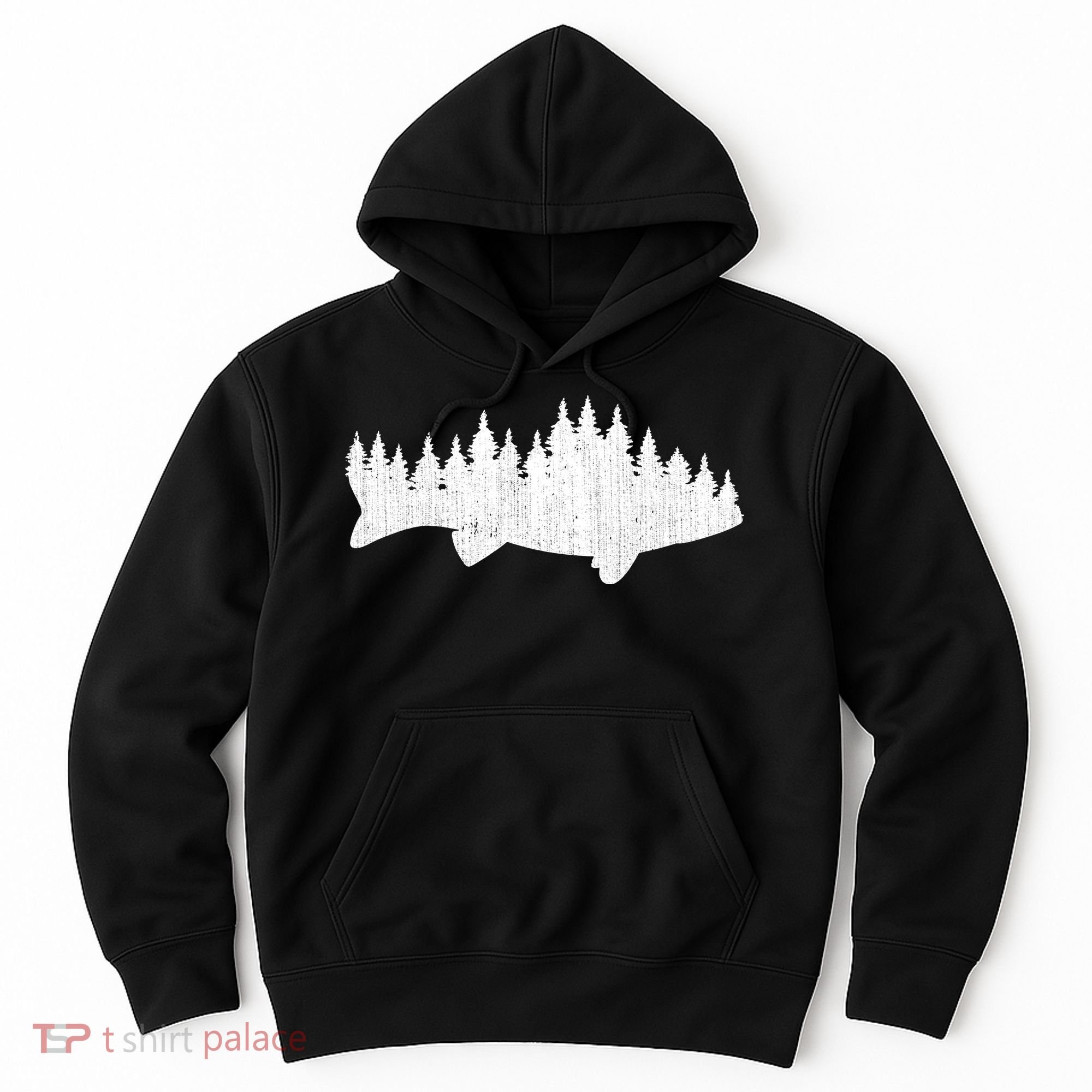 Walleye Fishing Sauger Fisherman Pine Forest Treeline Hoodie