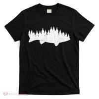 Walleye Fishing Sauger Fisherman Pine Forest Treeline T-Shirt thumb 0