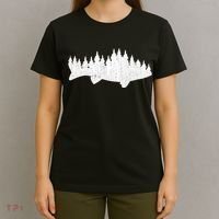 Walleye Fishing Sauger Fisherman Pine Forest Treeline T-Shirt thumb 4