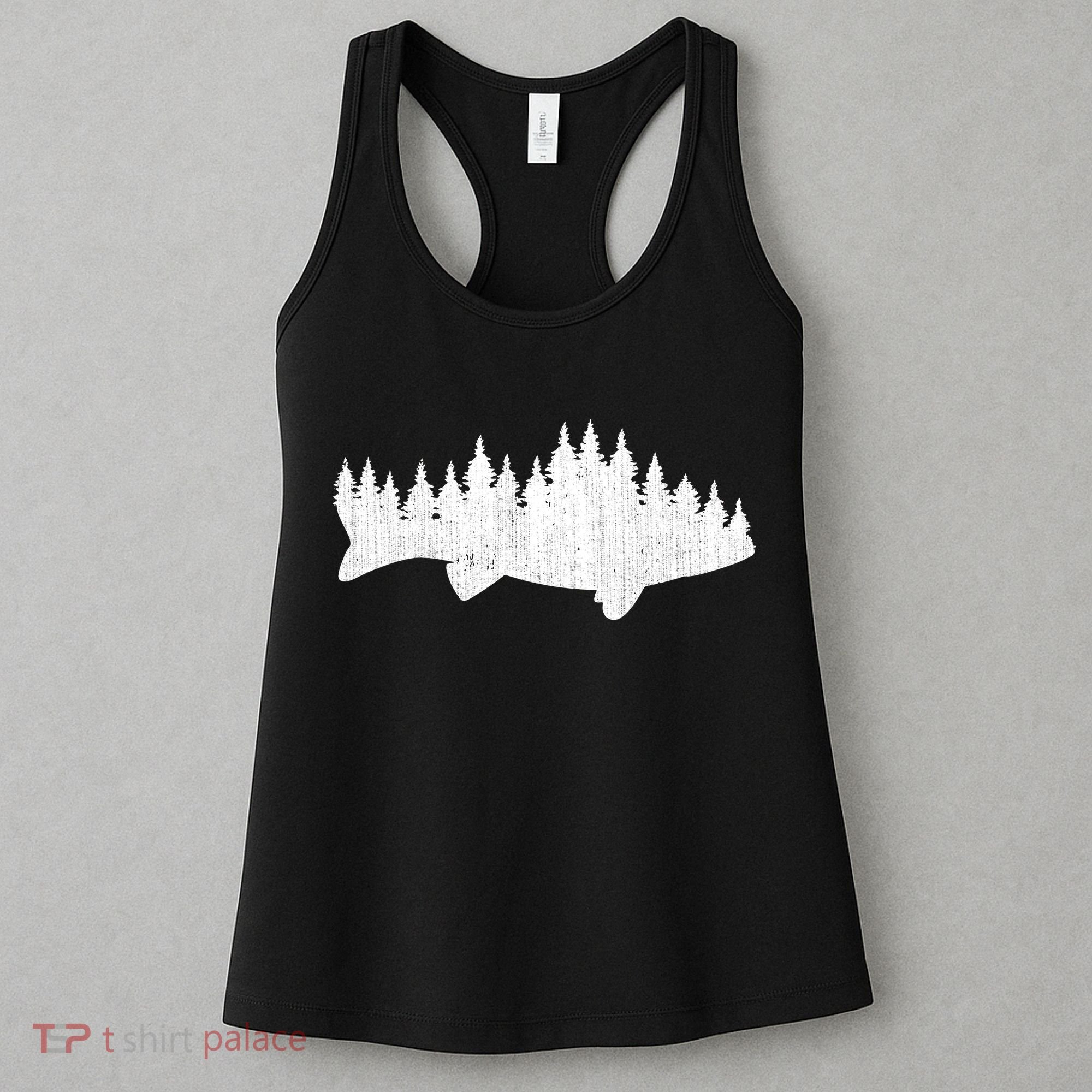 Walleye Fishing Sauger Fisherman Pine Forest Treeline Women's Tank Top