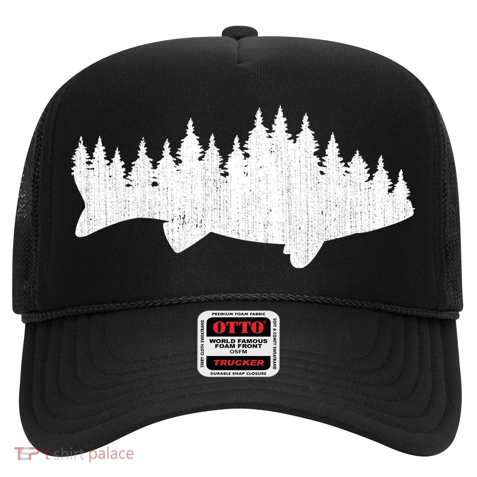 Walleye Fishing Sauger Fisherman Pine Forest Treeline Hat
