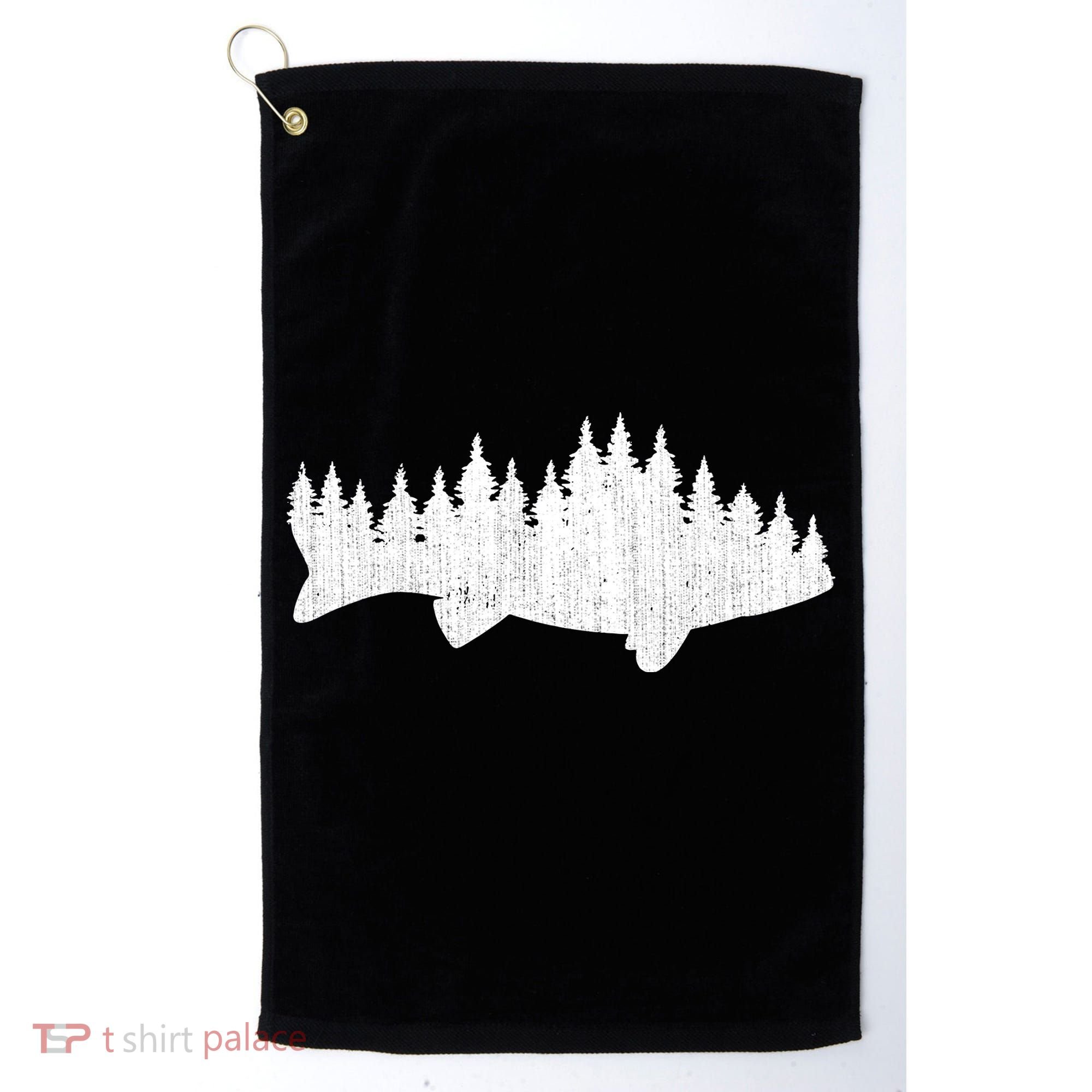 Walleye Fishing Sauger Fisherman Pine Forest Treeline Golf Towel