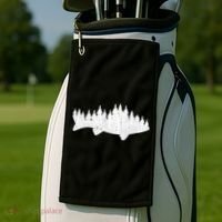 Walleye Fishing Sauger Fisherman Pine Forest Treeline Golf Towel thumb 2
