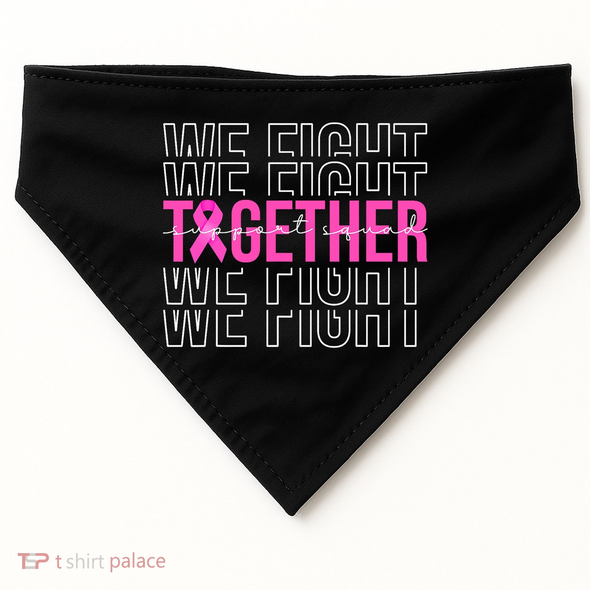We Fight Together Breast Cancer Awareness Support Squad USA-Made Doggie Bandana