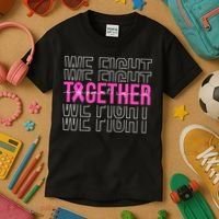 We Fight Together Breast Cancer Awareness Support Squad Kids T-Shirt thumb 3