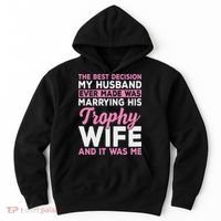 Wife & Funny Trophy Wife Engaged Black Modern X Female Wedding Hoodie thumb 0