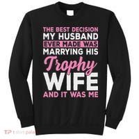 Wife & Funny Trophy Wife Engaged Black Modern X Female Wedding Sweatshirt thumb 0