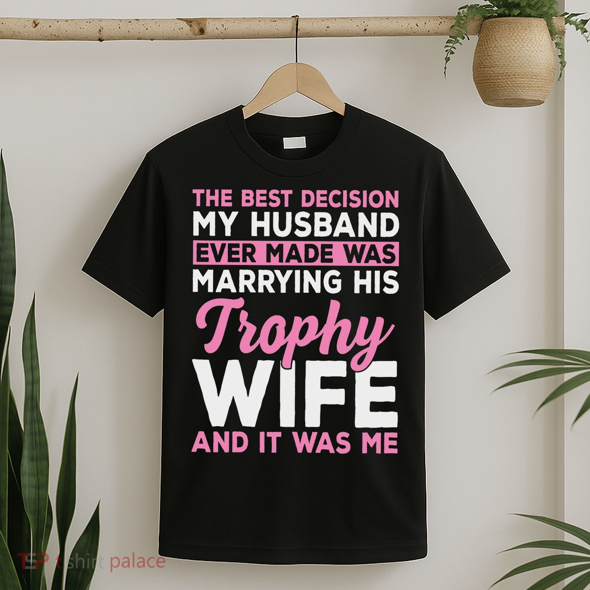 Wife & Funny Trophy Wife Engaged Black Modern X Female Wedding T-Shirt