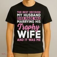 Wife & Funny Trophy Wife Engaged Black Modern X Female Wedding T-Shirt thumb 3