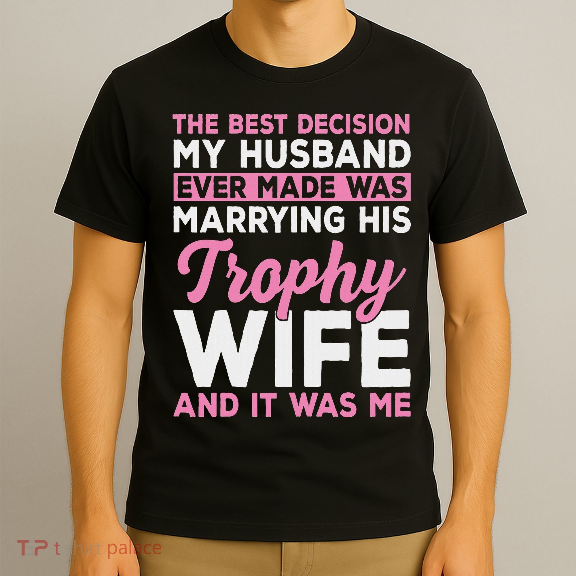 Wife & Funny Trophy Wife Engaged Black Modern X Female Wedding T-Shirt