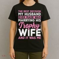 Wife & Funny Trophy Wife Engaged Black Modern X Female Wedding T-Shirt thumb 4