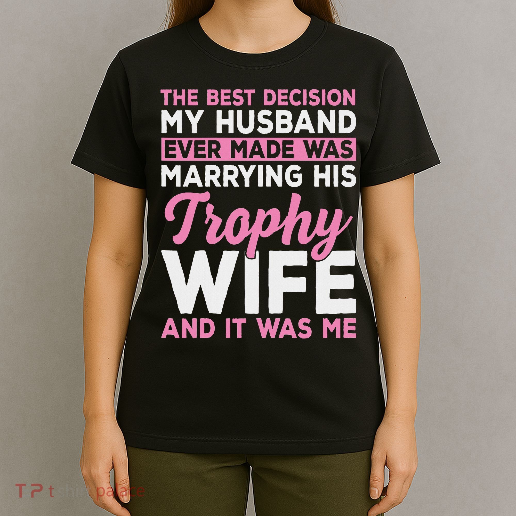 Wife & Funny Trophy Wife Engaged Black Modern X Female Wedding T-Shirt