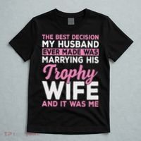 Wife & Funny Trophy Wife Engaged Black Modern X Female Wedding T-Shirt thumb 5