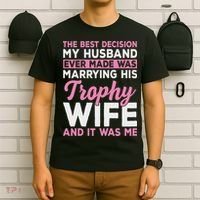 Wife & Funny Trophy Wife Engaged Black Modern X Female Wedding T-Shirt thumb 6