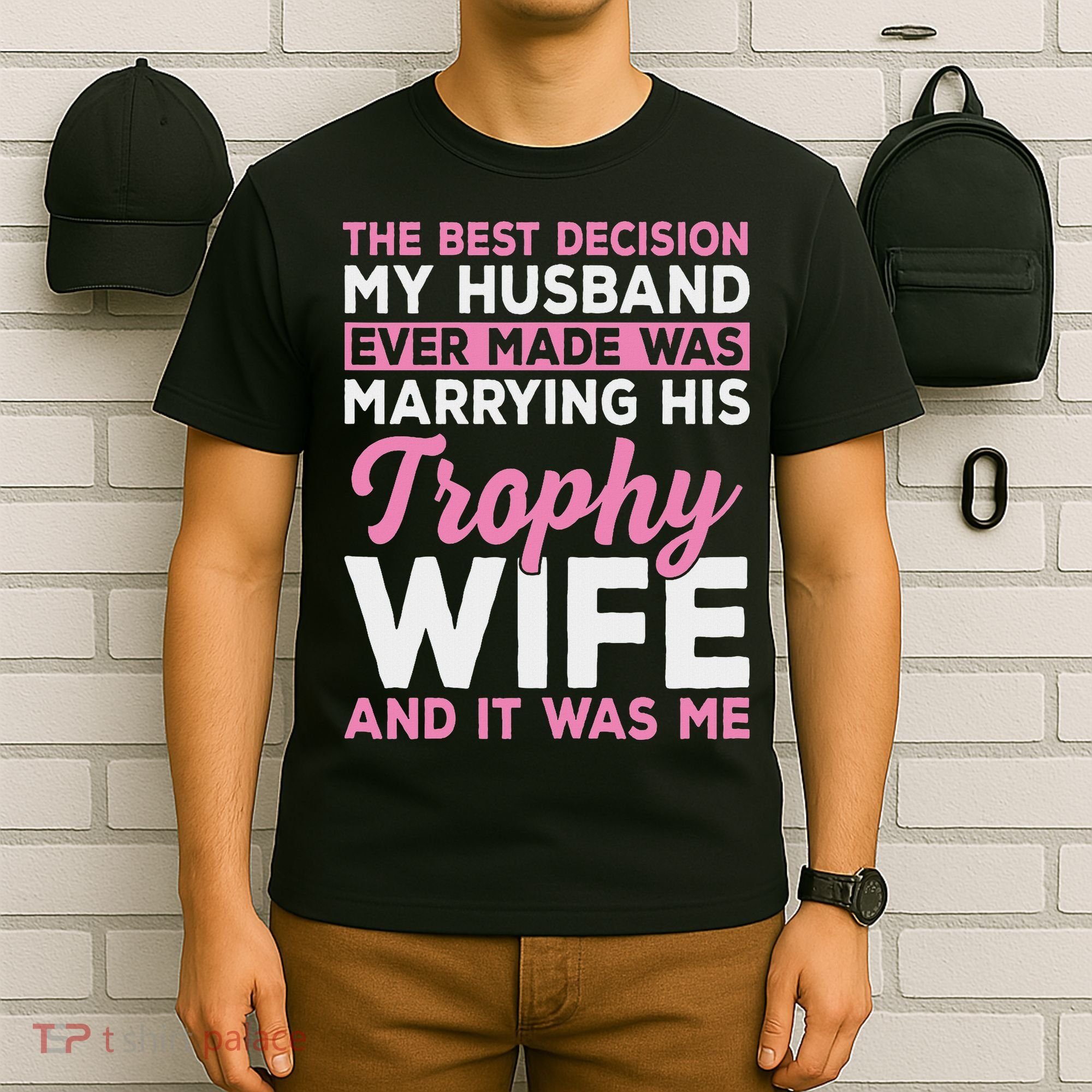 Wife & Funny Trophy Wife Engaged Black Modern X Female Wedding T-Shirt