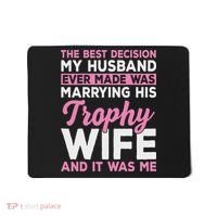 Wife & Funny Trophy Wife Engaged Black Modern X Female Wedding Mousepad thumb 0
