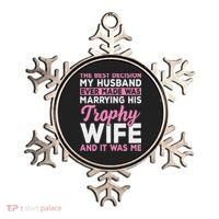 Wife & Funny Trophy Wife Engaged Black Modern X Female Wedding Ornament thumb 0